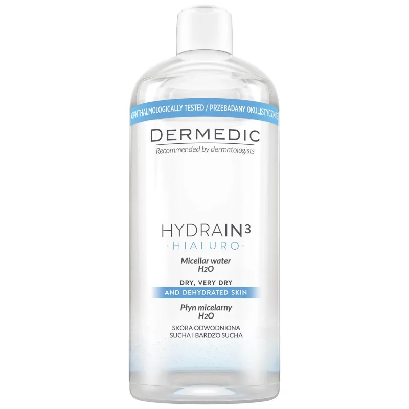 Dermedic Hydrain 3 Hialuro, lichid micelar H2O, piele deshidratată și uscată, 500 ml — preț și oferte
