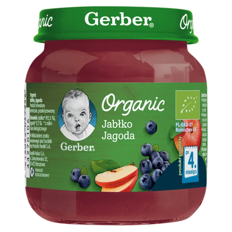 Gerber Desert organic, măr, afine, după 4 luni, 125 g — preț și oferte