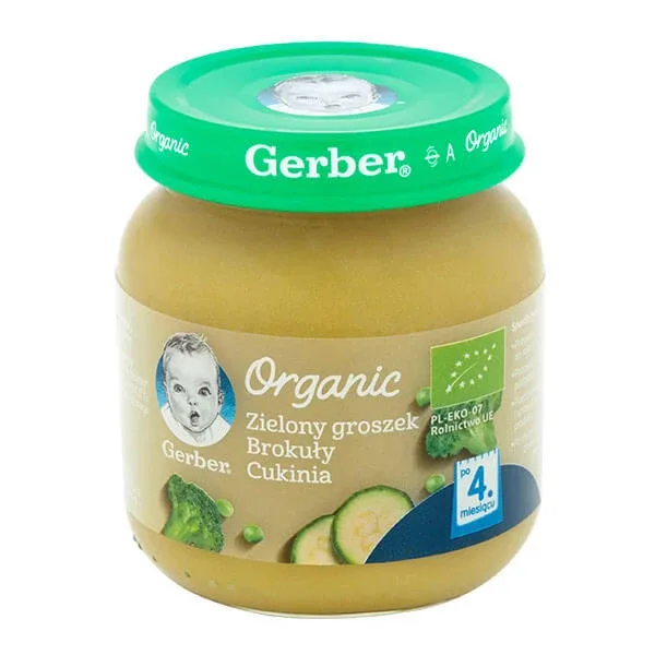 Gerber Organic Lunch, mazăre verde, broccoli, dovlecel, după 4 luni, 125 g — preț și oferte