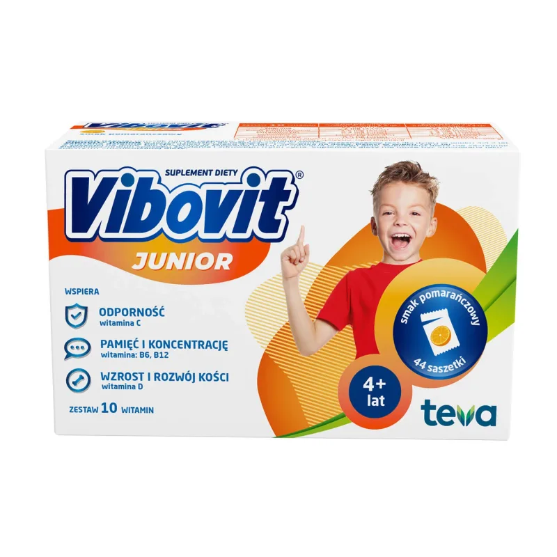 Vibovit Junior, pentru copii 4-12 ani, aromă de portocale, 44 pliculețe TEVA PHARMACEUTICALS — preț și oferte