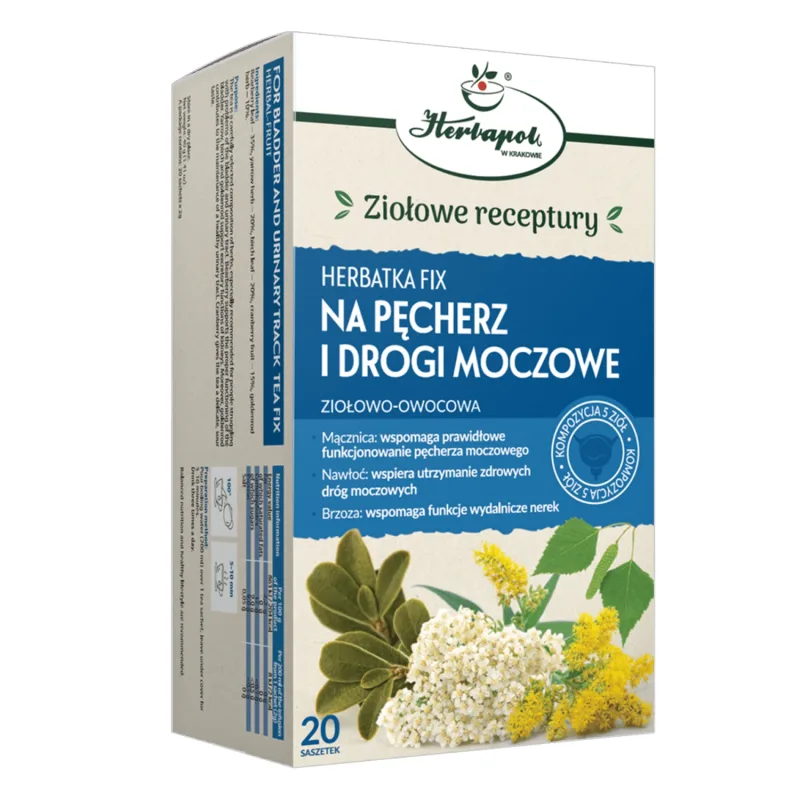 Herbapol Na Pęcherz i Drogi Urczowe (Pentru vezica urinară și tractul urinar), ceai fix de plante și fructe, 2 g x 20 pliculețe — preț și oferte