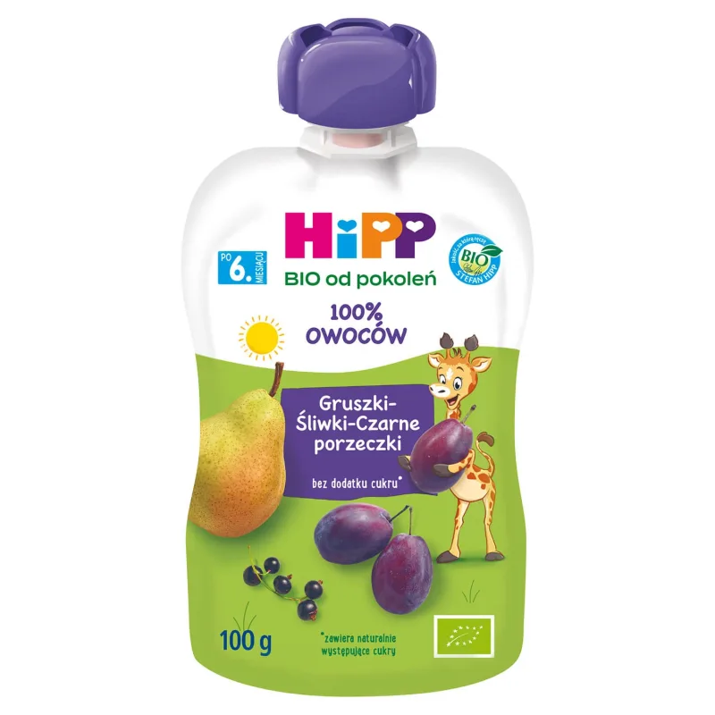 HiPP Bio mousse de fructe, pere, prune și coacăze negre, după 6 luni, 100 g — preț și oferte