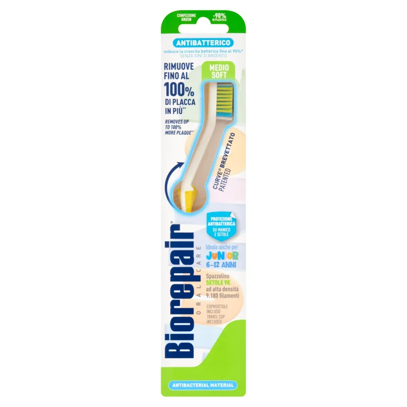 Biorepair Curve Junior, periuță de dinți curbată, 7-14 ani, moale mediu, 1 buc — preț și oferte