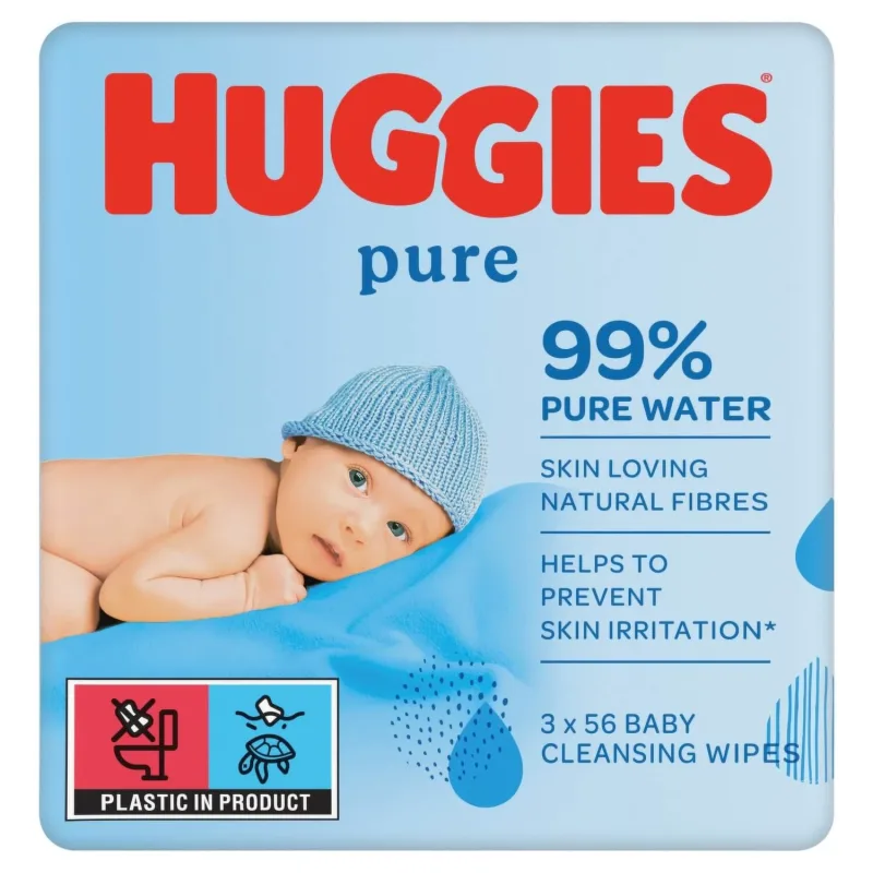 Huggies Pure, șervețele umede pentru copii, 3 x 56 buc — preț și oferte