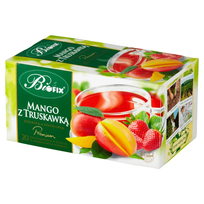 Bi Fix, Premium, Mango cu căpșuni, ceai de fructe, 20 pliculețe — preț și oferte