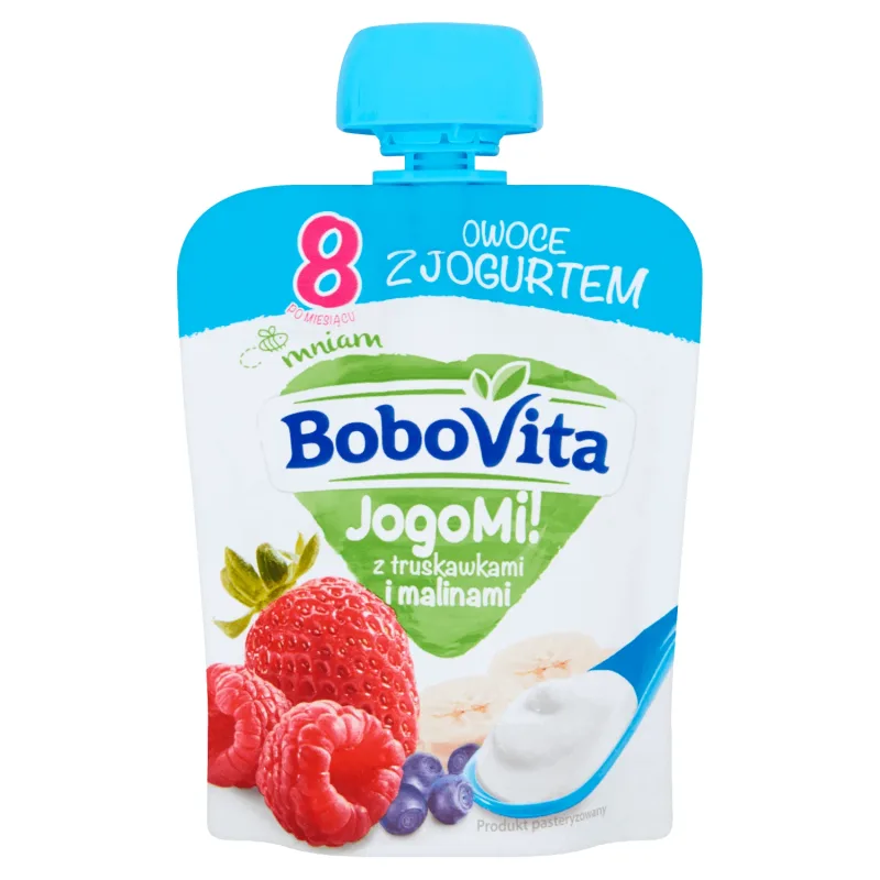 BoboVita JogoMi! Fructe cu iaurt în tub, căpșuni, zmeură, 80 g — preț și oferte