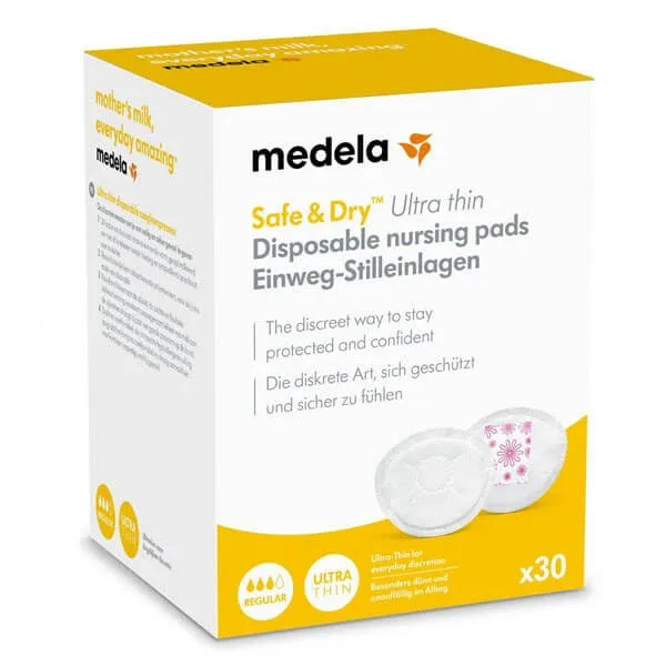 Medela, tampoane de sân de unică folosință, super-subțiri, Safe &amp; Dry, 30 bucăți — preț și oferte