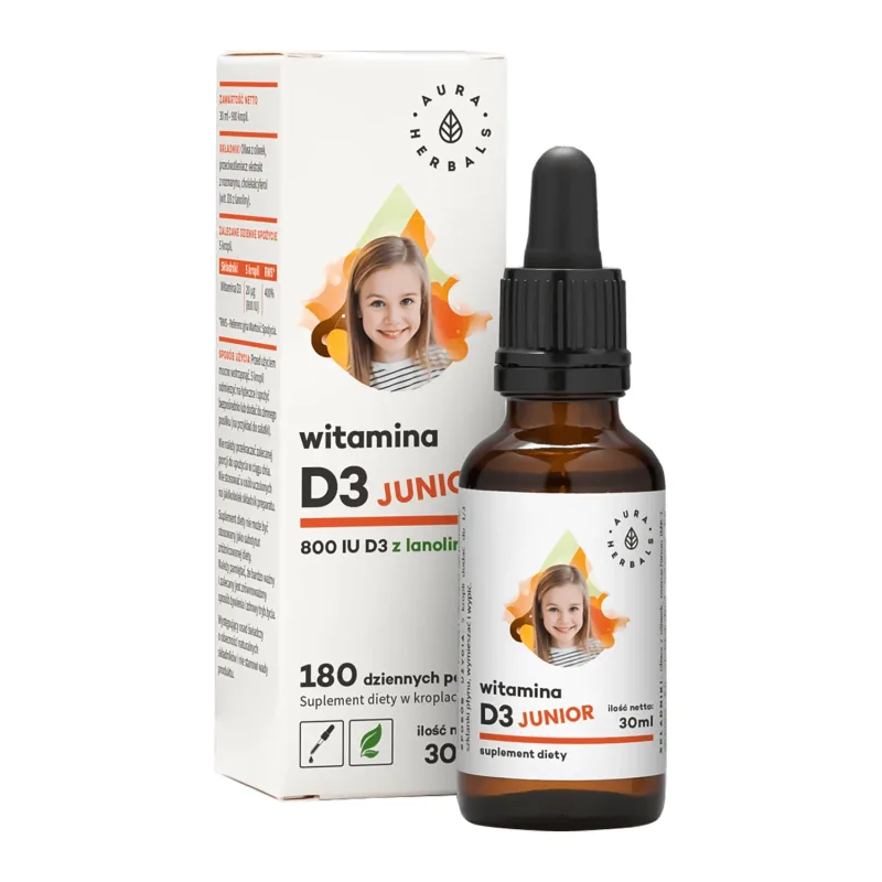 Aura Herbals, Vitamina D3 Junior 800 UI, picături, 30 ml — preț și oferte