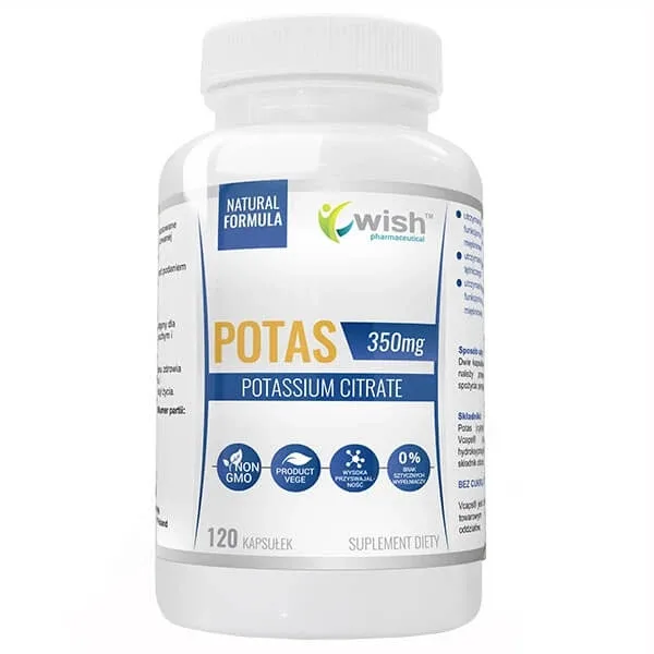 Wish, Potasiu 350 mg, citrat de potasiu, 120 capsule — preț și oferte