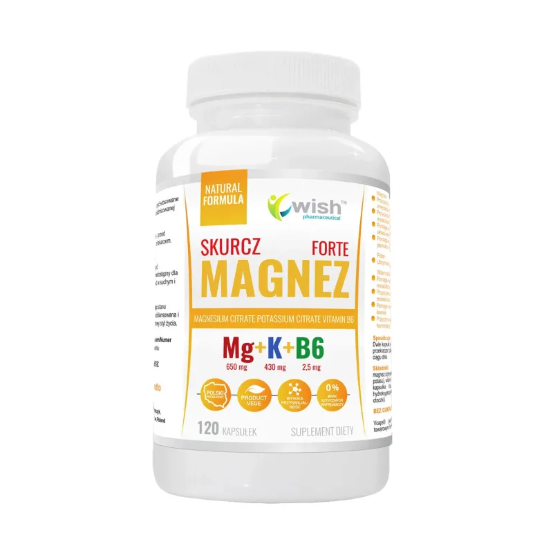 Wish Shrink Magnesium Forte, Mg + K + B6, 120 capsule — preț și oferte
