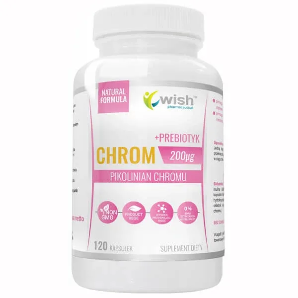 Wish, Crom, Picolinat de crom 200 µg + prebiotic, 120 capsule — preț și oferte