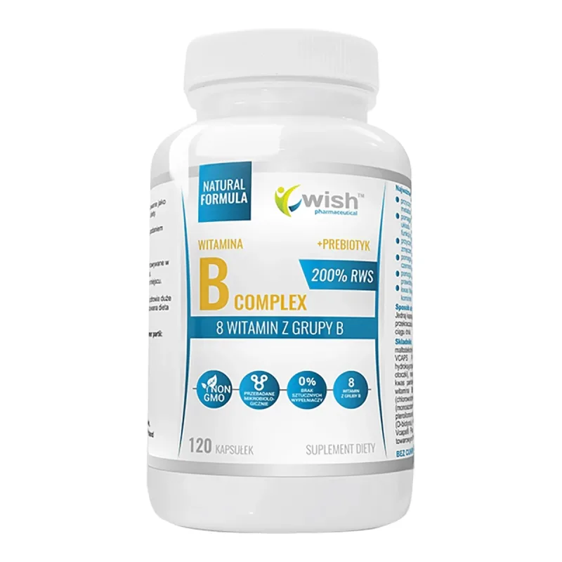 Wish Vitamin B Complex, 8 vitamine B + prebiotic, 120 capsule — preț și oferte