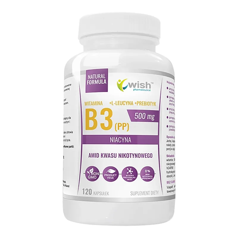Wish Vitamina B3 500 mg, niacină 120 capsule — preț și oferte