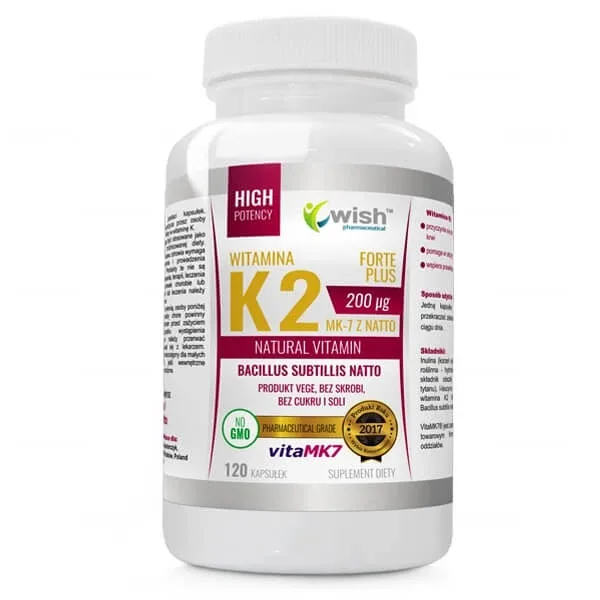 Wish Vitamina K2 MK-7 200 µg Forte Plus, 120 capsule — preț și oferte