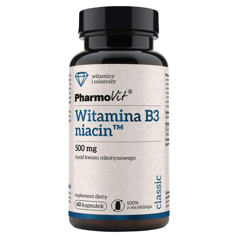 PharmoVit, Vitamina B3, Niacin 500 mg, 60 capsule — preț și oferte