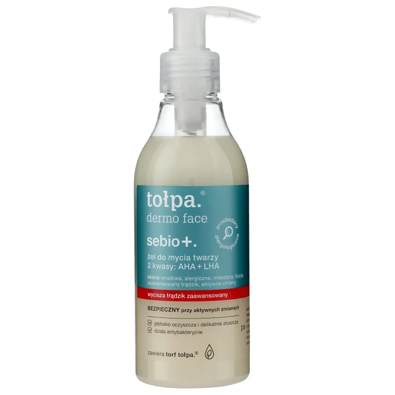 Tolpa Dermo Face Sebio+, gel de spălare a feței 2 acizi: AHA+LHA, 195 ml — preț și oferte