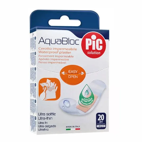 Pic Solution AquaBloc, pansamente, antibacteriene, impermeabile, 19 mm x 72 mm, 20 bucăți — preț și oferte