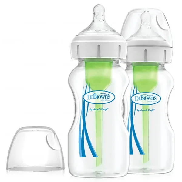 Dr Brown's Options+, biberon anti-colic, cu gât lat, cu tetină, 2 x 270 ml — preț și oferte