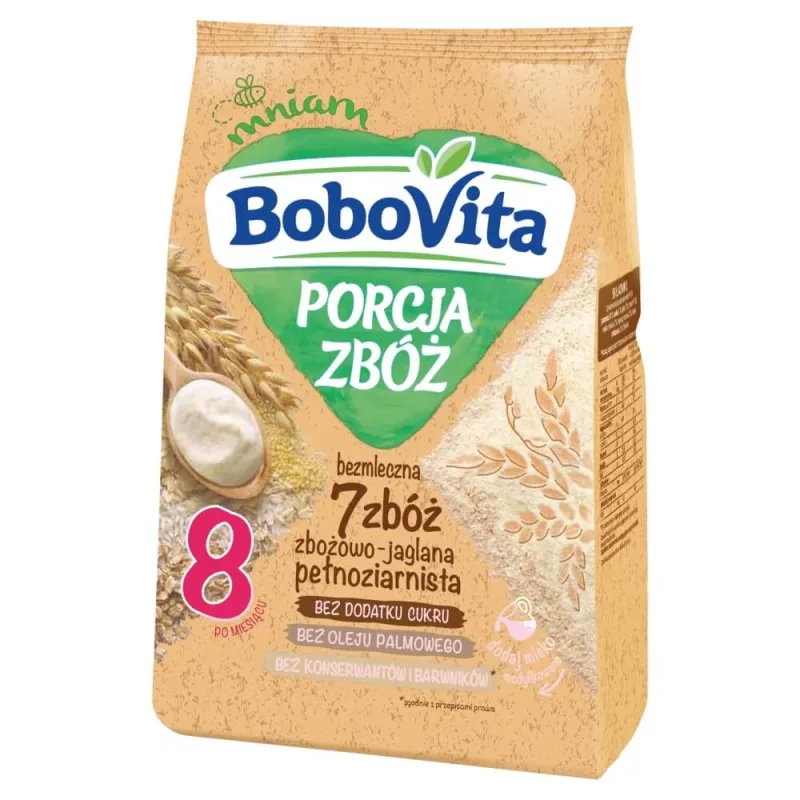 BoboVita Porcja Zbóż terci 7 cereale, terci de cereale-ouă, fără lapte, fără zahăr adăugat , după 8 luni, 170 g — preț și oferte