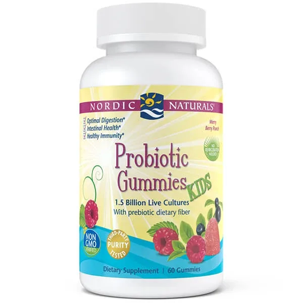 Nordic Naturals, Probiotic Gummies KIDS, jeleuri pentru copii de peste 2 ani, 60 bucăți NEW NORDIC — preț și oferte