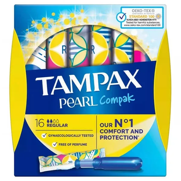 Tampax Compak Pearl, tampoane sanitare cu aplicator, Regular, 16 buc — preț și oferte