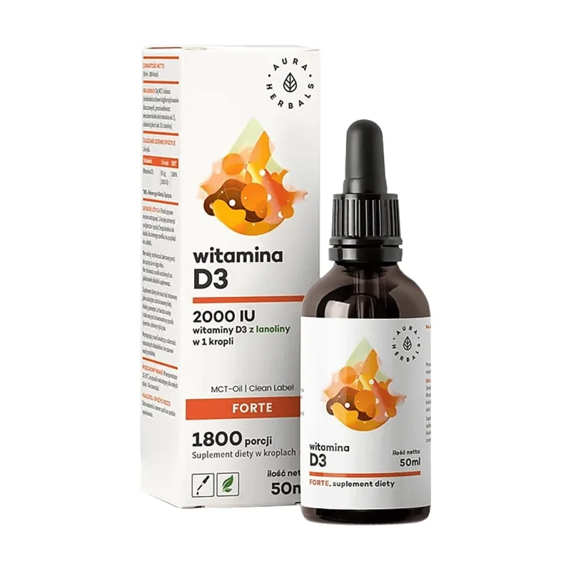 Aura Herbals, Vitamina D3 Forte 2000 UI, picături, 50 ml — preț și oferte