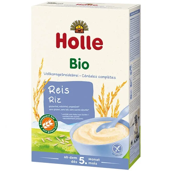 Terci de orez Holle Bio, cereale integrale, fără lapte, fără gluten, după 5 luni, 250 g Holle Baby — preț și oferte