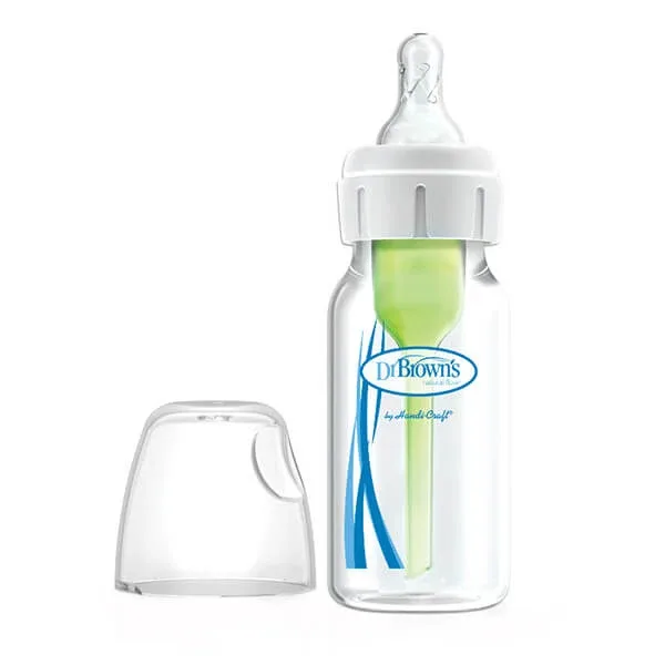 Dr Brown's, sticlă anti-colică standard Opțiuni + gât îngust, cu tetină 0m+, 120 ml — preț și oferte