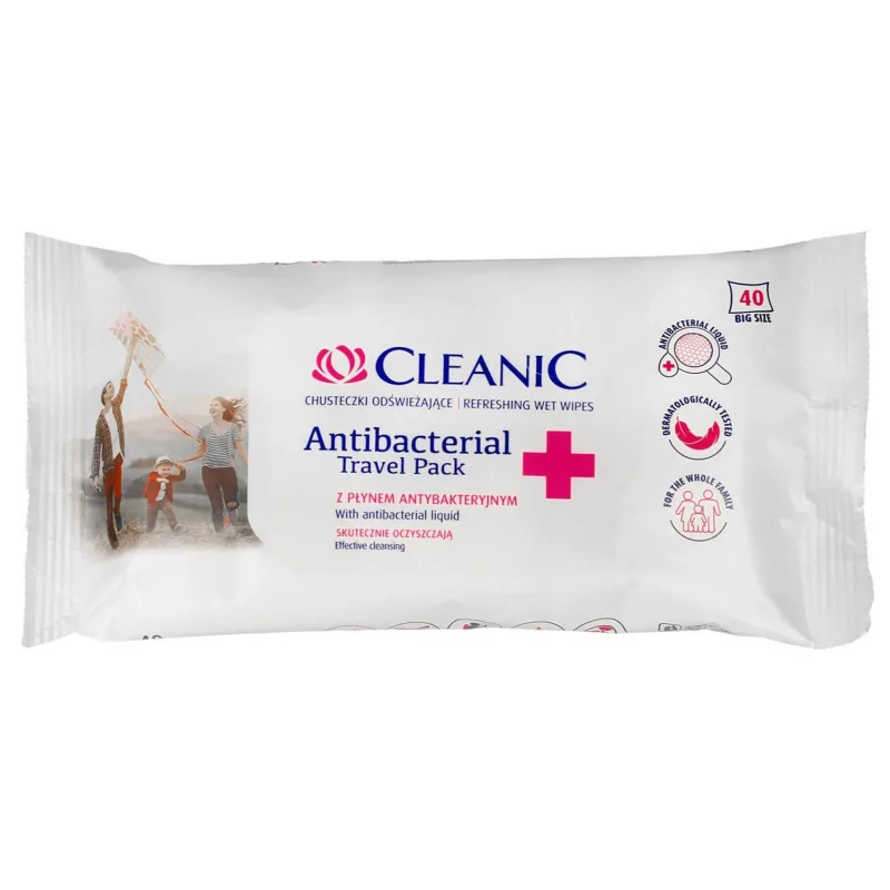 Cleanic Antibacterian, șervețele răcoritoare cu lichid antibacterian, 40 bucăți — preț și oferte