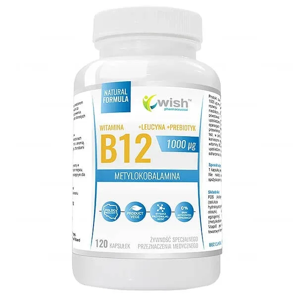 Wish Vitamina B12 1000 µg + prebiotic, 120 capsule — preț și oferte