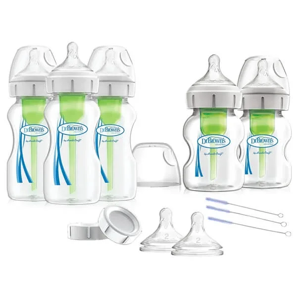 Dr Brown's Options+, set de start mare, biberoane anti-colici standard, gât lat, 3 x 270 ml + 2 x 150 ml — preț și oferte