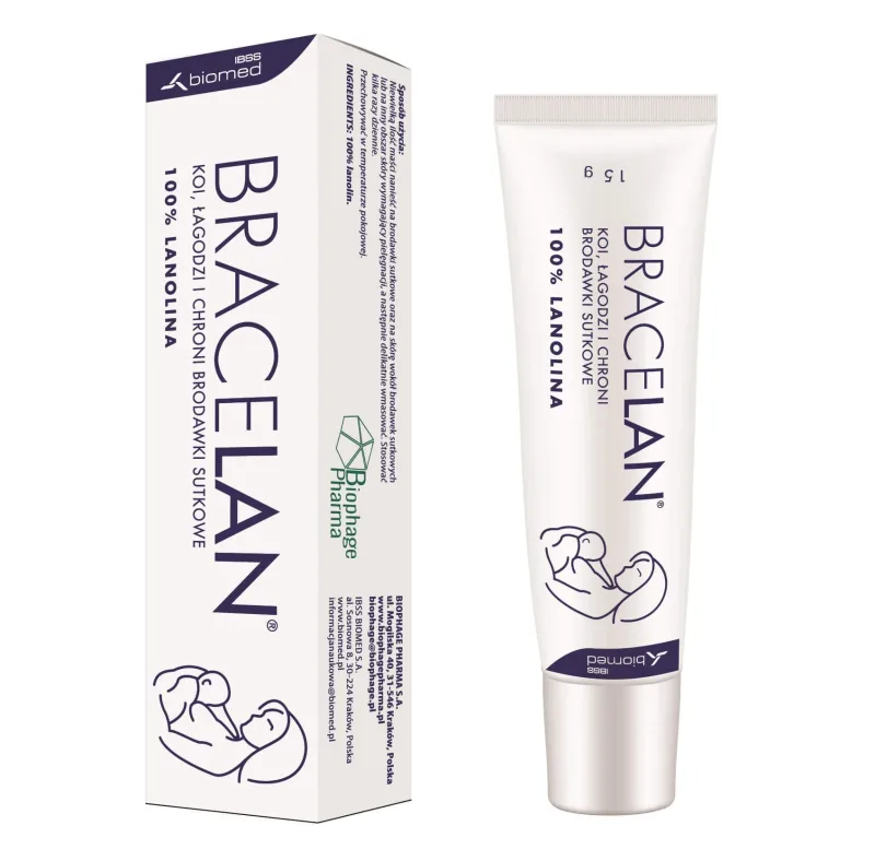 Bracelan, unguent pentru îngrijirea mameloanelor, 100% lanolină, 15 g — preț și oferte