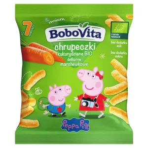 BoboVita Piggy Peppa Corn Crisps Bio, morcov moale, după 7 luni, 20 g
