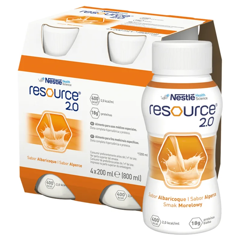 Resource 2.0, supliment nutritiv, aromă de caise, 4 x 200 ml NESTLE — preț și oferte
