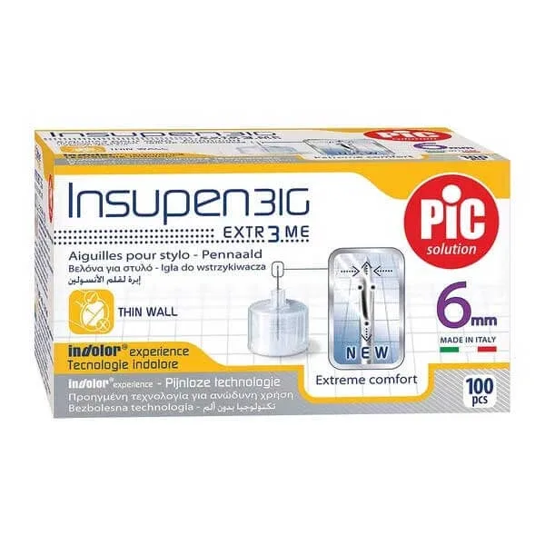 Pic Solution Insupen, ace pentru stilou cu insulină, 31G (0,25 mm) x 6 mm, 100 bucăți — preț și oferte