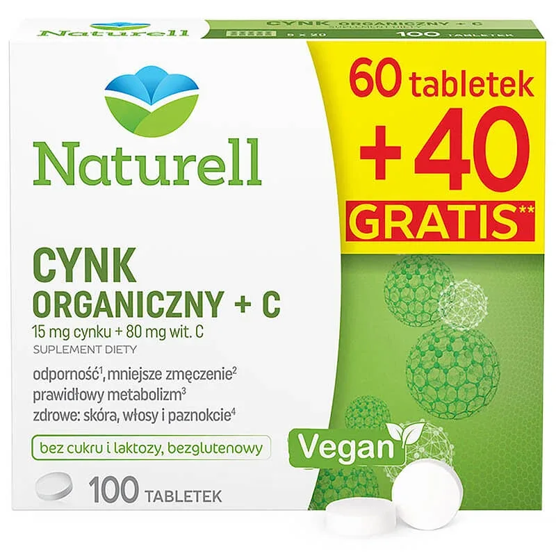 Naturell Organic Zinc + C, 60 comprimate + 40 comprimate gratuite Naturelle — preț și oferte