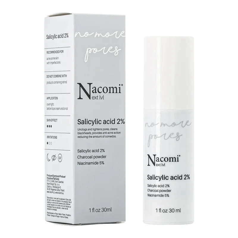 Nacomi Next Level, ser cu acid salicilic 2%, pentru noapte, 30 ml — preț și oferte