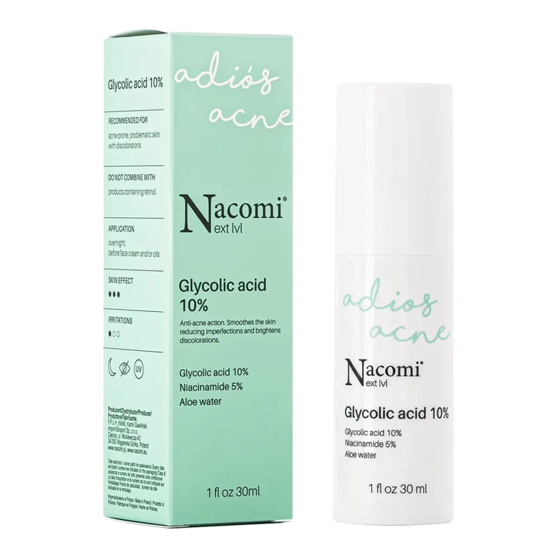 Nacomi Next Level, ser cu acid glicolic 10%, pentru noapte, 30 ml — preț și oferte