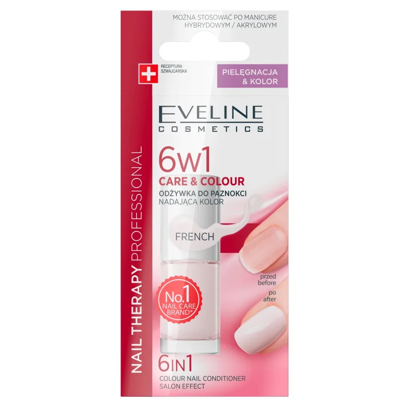 Eveline Cosmetics Nail Therapy, balsam pentru culoarea unghiilor 6in1, francez, 5 ml — preț și oferte