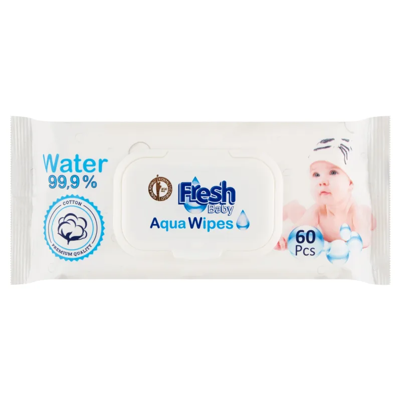 Aqua Wipes Fresh Baby, șervețele umezite cu apă, bumbac, 60 bucăți — preț și oferte