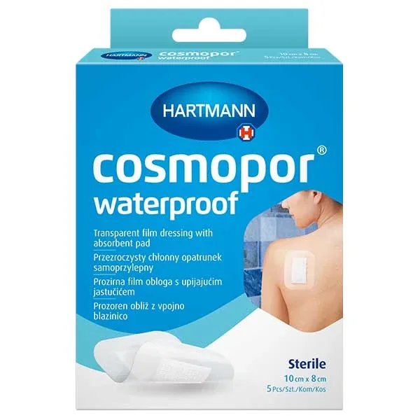 Cosmopor Waterproof, pansament absorbant, autoadeziv, impermeabil, steril, transparent, 10 cm x 8 cm, 5 bucăți HARTMANN — preț și oferte