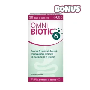 Omni Biotic 6 probiotice echilibrarea florei intestinale, 60 g pulbere