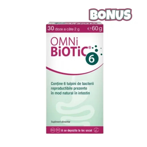 Omni Biotic 6 probiotice echilibrarea florei intestinale, 60 g pulbere Institut AllergoSan — preț și oferte