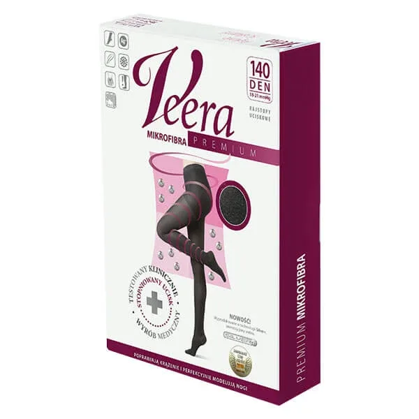 Veera Premium, colanți de compresie din microfibră, 140 den, mărimea 4, negru — preț și oferte