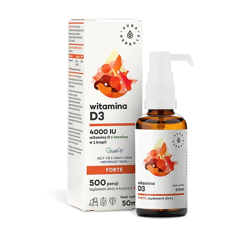 Aura Herbals Vitamina D3 4000 UI, picături, 50 ml — preț și oferte