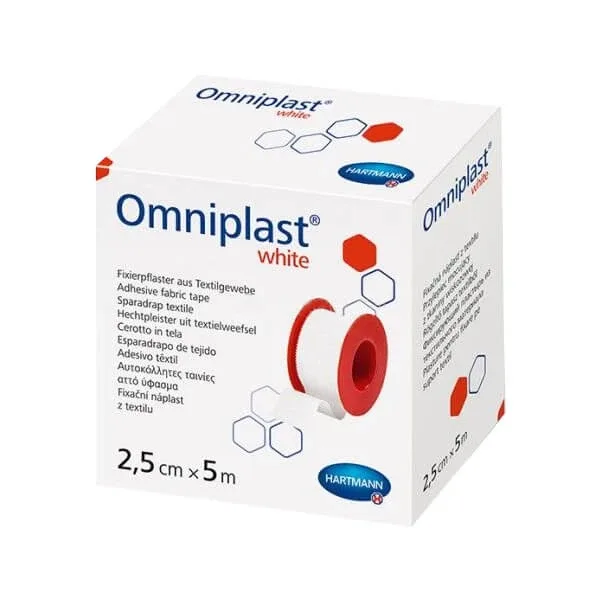 Omniplast alb, adeziv pentru țesături din viscoză, 2,5 cm x 5 m, 1 buc — preț și oferte