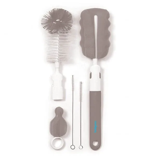 BabyOno, set de perii pentru biberon și tetină cu mâner interschimbabil cu burete mini, gri, 1 set — preț și oferte