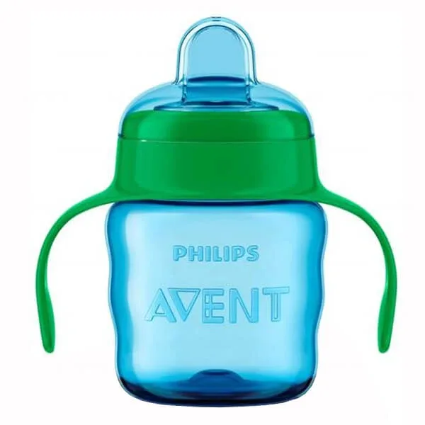 Avent, pahar cu picurare, cu gura și mânere din silicon, albastru, SCF551/05, după 6 luni, 200 ml PHILIPS AVENT — preț și oferte