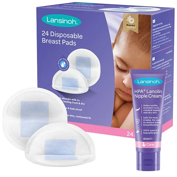 Lansinoh, lanolin HPA, cremă pentru mameloane, 40 ml + tampoane pentru sân, 24 bucăți — preț și oferte