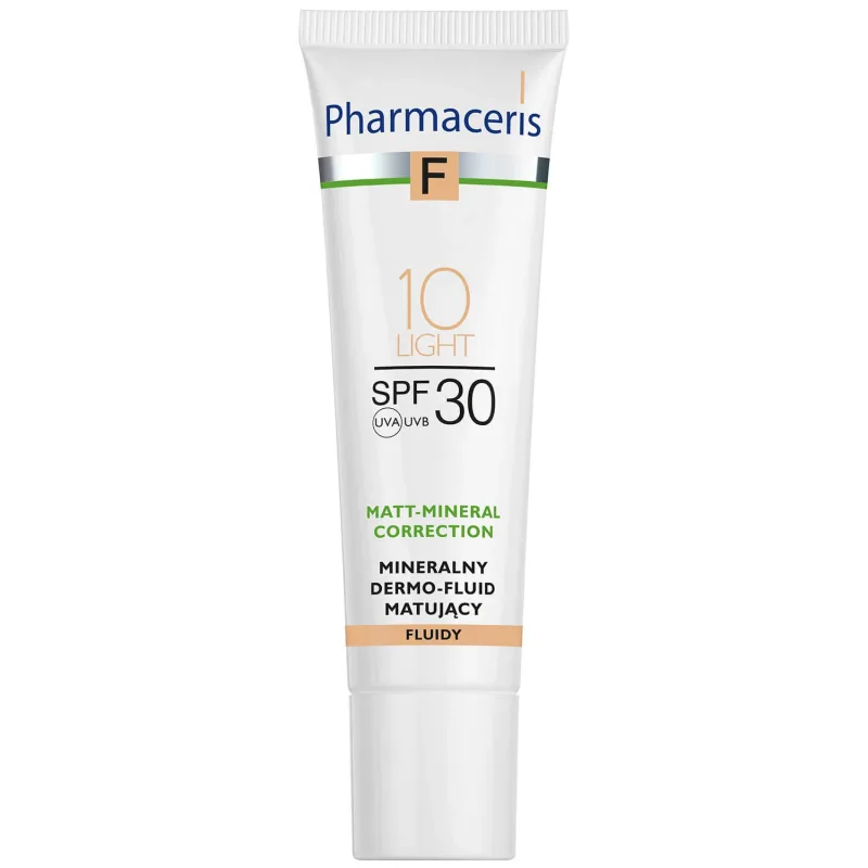 Pharmaceris F Matt-Mineral-Correction, dermo-fluid mineral matifiant, 10 Light, SPF 30, 30 ml — preț și oferte